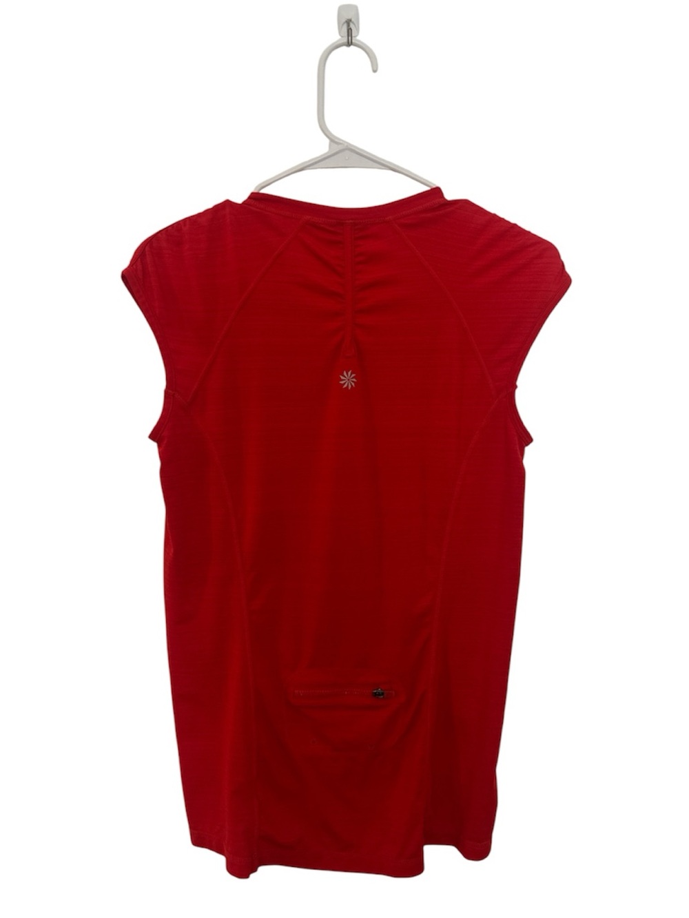 Athleta Red Short-Sleeve Zip-Front Performance Top - Picture 2 of 5